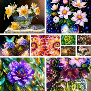 Kvety Slnečnica Mak Cross Stitch Kompletná sada DIY Výšivky, Ručné Práce Pletenie Maľovanie Package Akcie Mulina