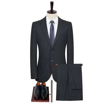 Boutique (Sako+ Nohavice) Móde Gentleman Pruhy Britský Štýl Bežné Micro Elastické Svadobné Business Slim-fit Kariéru 2-dielna