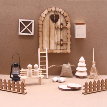 17Pcs/Set Miniatúrny domček pre bábiky Ohni Pečené Farebné Vianočné Rozprávky Dvere Nádvorie Mini Scény Prop Zodpovedajúce Modelu Deti DIY Hračka Dekor