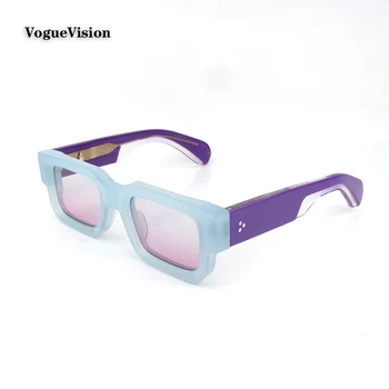 Acetát Priesvitné Tónované modrej Obdĺžnikovej rámom slnečné okuliare pre mužov, ženy Móda lentes de sol para hombre UV ochranný
