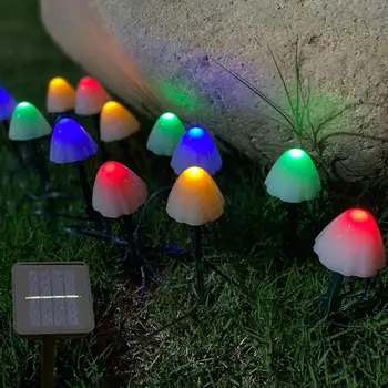 LED Solárne String Svetlá Víla Trávnik Krajiny Húb Lampy Vonkajšie Vianočné Záhrada, Terasa, Garland Ulici Dekorácie