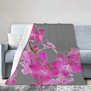 Sivá Tropické Fuchsia-Ružová Orchidea, Kvety Abstraktné Prikrývky Mäkké Teplé Flanelové Hodiť Deka Obliečky na Posteľ Cestovať Domov Gauči