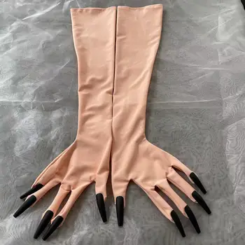 Crossdress Cosplay ženské a mužské telo/ružové telo kigurumi zentai pokožky dlhé rukavice s nechty služby