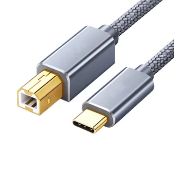 2M USB C do USB B 2.0 Kábel Tlačiarne Pletená Tlačiareň, Skener Kábel pre Canon HP Tlačiareň Samsung Kábel Skener, Tlačiareň USB Kábel