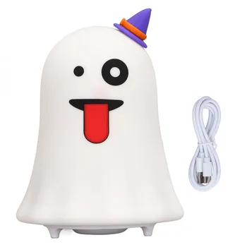 Roztomilý Ghost Tvarované Lampa Tlačidlo Prepínač Nabíjanie pomocou pripojenia USB 8LED Nočné Lampy, 5V 7 Farieb Svetla s Dátový Kábel pre Halloween