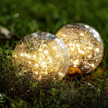 35LED solárne kosačky lampy záhradné dekorácie pochovaný lampa Vianočné vonkajšie sklo loptu crack zem lampa