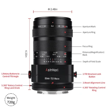 AstrHori 85mm F2.8 Tilt Shift Makro Objektív Full Frame Portrét pre SONY E Nikon Z Canon RF R Panasonic Leica L Mount Kamery