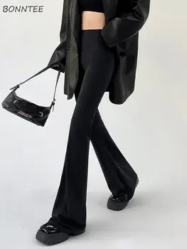 Black Obličkového Nohavice Ženy, Chudý, Vysoký Pás Streetwear Lete Tenké Bežné Black Všetky zápasom Celej Dĺžke kórejský Štýl, Doplnky, Elegantné Ženy