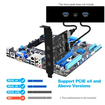 PCI-E Na USB 3.2 PCIE Rozšírenie Radič Karty 20Gbps PCI-E Na USB 3.2 Converter Adaptér pre Mac OS/Linux/Windows 7/8/10
