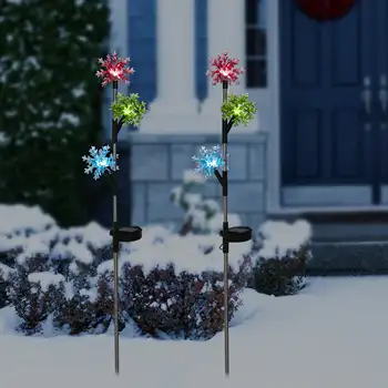 Dovolenka Dekor Akryl 3-Tier Snowflake Vklady s Solárnu LED Svetlá, 2-Pack