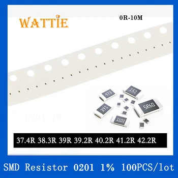 SMD Rezistora 0201 1% 37.4 R 38.3 R 39R 39.2 R 40.2 R 41.2 R 42.2 R 100KS/veľa čip odpory 1/20W 0.6 mm*0,3 mm