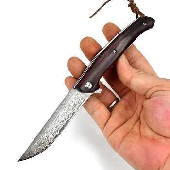 Osobný vzor vonkajší obranný skladací nôž Damasku ocele nôž prenosné ostrý nôž v oblasti