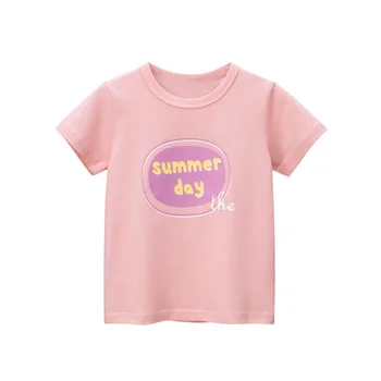 Dievčenské Krátke rukávy T-shirt 2023 Nové detské Oblečenie Písmená Bavlna Top kórejský Štýl Letné Oblečenie Dropshipping