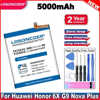 5000mAh LOSONCOER HB386483ECW+ Pre Huawei Maimang 5 MLA-AL00 MLA-AL10 / G9 Plus MLA-UL00 MLA-TL00/TL10 Hrať Česť 6X batérie
