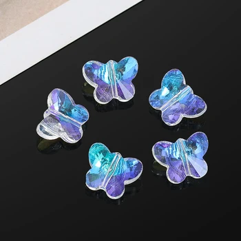 10PCS AB Farba Mini Motýľ Crystal Korálky Sklenené Art Crystal Prism Tvárou DIY Luster Časti Domov Svadobné Dekor Príslušenstvo