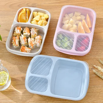 Mikrovlnná Bento Lunch Box Piknik Jedlo Ovocie Kontajner Úložný Box Deti, Dospelých Prenosné Japonský Pšeničnej Slamy Samostatné Desiatu
