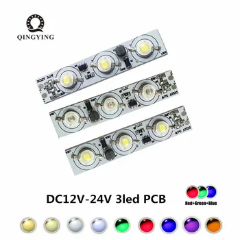 1pcs/veľa DC12V-24V 3led PCB LED Model 3W 9W nainštalovaný Teplá studená Biela Červená Zelená Žltá Modrá RGB led batéria/solárne svetlo
