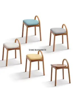 Genji dreva jazyk masívneho dreva make-up stolice jednoduchý soft bag stolice dub obuvi zmena stolice Nordic spálňa koleno toaletný stolček