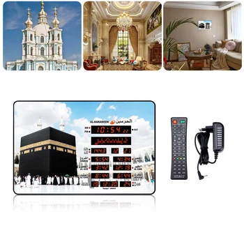 Obec azan Mešita Modlitba Hodiny LED Digitálny Budík Islamskej Moslimských Nástenné Hodiny S Diaľkovým ovládaním Kalendár Ramadánu Domáce Dekorácie