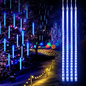 8 Trubice meteorický dážď Dážď LED Reťazec Svetlá Vianočných Dekorácií Ulici Garland pre Noel Nový Rok Navidad Strany Svetlá Nové