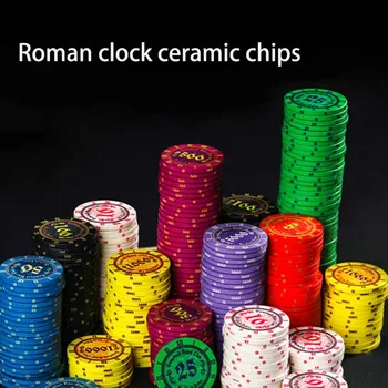 10pcs Roman Hodiny Keramické Žetóny Európskej Moderný Dizajn Texas Hold 'em Poker Mahjong Žetónov Kasína Mince Zábava Čipy