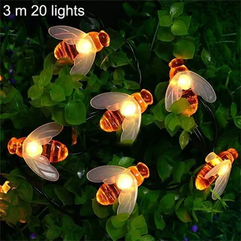 3M 20 LED Bee Víla String Svetlá String Lampy Napájaný z Batérií Pre Vonkajšie Vianočné Girlandy Dekorácie Plot Light Reťazec