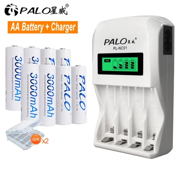 PALO 1.2 V, AA Nabíjateľné Batérie NIMH AA Batérií pre Hračky Myš + Inteligentná Nabíjačka pre 1.2 V AA/AAA Nabíjateľné Batérie