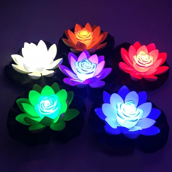 1pcs 18 cm Umelé Plávajúce Lotus Nočné Svetlo LED úsporná Lotus Lampa Nepremokavé Záhrade Bazén Rybník Fontána Dekorácie