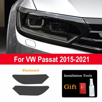 2 kusy Auto Svetlometu Ochranný Film Svetlomet Transparentné Čierna TPU Nálepky Príslušenstvo Pre Volkswagen VW Passat B8 2015-2021