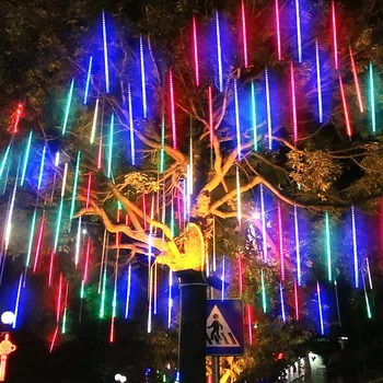 8 Trubice LED meteorický dážď String Svetlá Nepremokavé Rozprávková Záhrada Dekor Vonkajšie Led Street Garland Vianočný Strom Dekorácie Vianoce