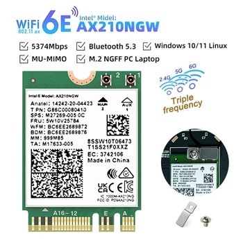 WiFi 6E Intel AX210 Bluetooth 5.3 M. 2 Bezdrôtovú Kartu, AX210NGW 2,4 Ghz, 5 ghz 6Ghz 5374Mbps 802.11 ax 6 Wifi Adaptér Pre notebook PC
