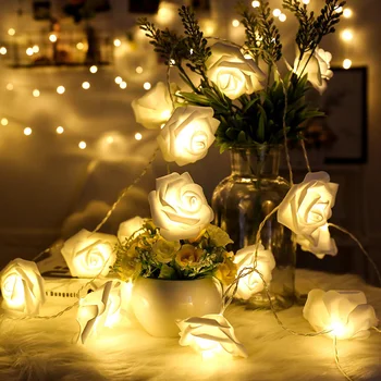 Rozprávkových Svetiel 1.5/3/6/10M LED Ruže Kvet String Svetlá USB/Batérie, Led Svetlá Strana Svadobné Dekorácie Vianočné Osvetlenie Vonkajšie
