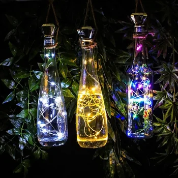 Fľaša Dekor Lampa Fľaša Vína Korku String Svetlo Víla Garland Svetlá Diamond Svadobné, Vianočné Dekorácie, Lampy, 2M 20 Led