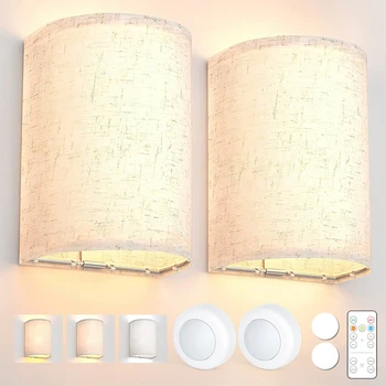 LED Bezdrôtové Nástenné Svietidlo Nabíjateľné Interiéru Moderné Svetlá s Textílie Tieni Diaľkové Ovládanie pre Obývacia Izba Chodba