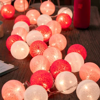 Bavlna Loptu LED Víla String Svetlá Garland Ozdoby na Vianočný Stromček na Dovolenku Domov Izba Dekor Svadobné Party Opony Lampa