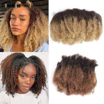 50g Kinky Afro Kučeravé Väčšinu Ľudských Vlasov Na Pletenie Háčkovanie Vlasy na Blond Pletenie predlžovanie Vlasov Zámky Na Vlasy Sieťky, Bez Útku