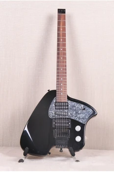 Vzácne Čierne Bezhlavého Elektrická Gitara napríklad vibrato Rameno Tremolo Tailpiece, Šedá Pearl Pickguard, HSH Snímače, Čierna Harwdare