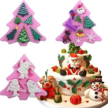 Vianočný stromček Santa Claus Silikónové Formy Fondant Formy Cake Zdobenie Nástroje Čokoláda Plesne Cupcake Vňaťou Candy Živice Formy