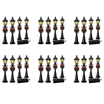 Vianočný Mini Street Light Modely,24 Ks Mini Pouličné Lampy Domček Pre Bábiky Pouličného Osvetlenia,Micro-Krajina Rozprávková Záhrada