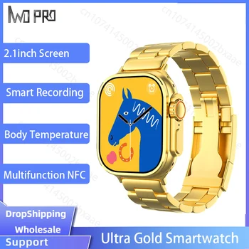 IWO Ultra Gold Series 9 Smart Hodinky Mužov 2.1 palcový Displej Telesnej Teploty Kompas, Hodinky NFC Bluetooth Hovor Smartwatch pre Mužov