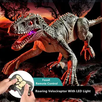 Inovovaný Spoplatnené Diaľkové Ovládanie Dinosaura Hračky Deti Jurský Dinosaura Simulácia Velociraptor Hračka S LED Svetlom A Revúci