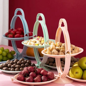 Skladacie Ovocie Plastové Dosky Tri Vrstvy Kreatívy Moderné Candy Občerstvenie Jedlo Dekorácie Čaj Stôl, v obývačke Prenosné NOVÉ