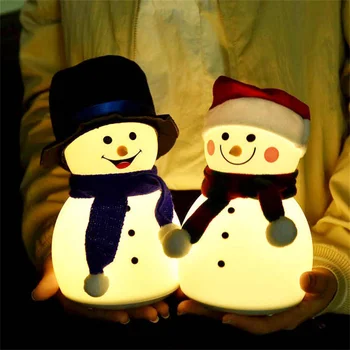 Roztomilý Vianočné Dekorácie Nočné Svetlo Snehuliak Nočného Hudby Lampa Spálňa Farebné Stmievateľné Usb Nabíjanie Led Home Decor