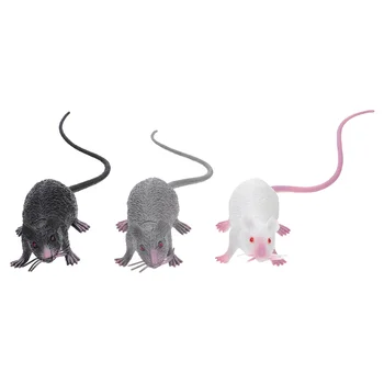 3 Ks Simulované Mäkká Gumová Myš Plastové Zverenci Strany Prospech Falošné Myší False Ornament Rekvizity Dekoračné Figúrky