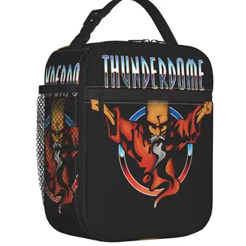 Thunderdome Logo Izolované Obed Tašky pre Kempovanie Cestovné Hardcore Gabber Hudobný Festival Prenosné Tepelné Chladnejšie Bento Box