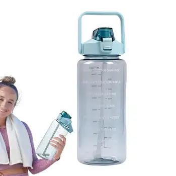 Fľaša na vodu Motivačný 2L Veľký Pohár Pitnej Vody Fľašu S Časom Značku & Ovocie Nečistôt nepriepustných Fľaša Ideálny Pre