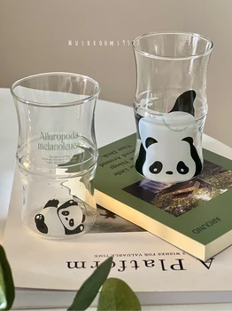 Príliš Roztomilé Obrie Panda Huahua Bambusu Pohár Sklo s Vysokou teplotou Microwaveable Veľká-kapacita Mlieko na Raňajky Pohár Malá Panda