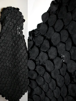 Tlak Skladaný Troch-dimenzionální Štruktúru Tkaniny Black Transformácie Patchwork Sukne, Nohavice Kreatívne Hobby Odevných Tkanín
