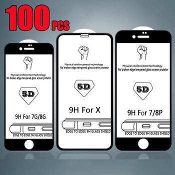 100ks 5D Zakrivené Tvrdeného Skla Úplné Pokrytie Film Stráže Screen Protector Pre iPhone 14 Pro Max 13 Mini 12 11 XS XR X 8 7 6 Plus SE