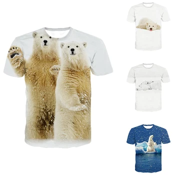 Zviera Polar Bear Roztomilý 3d T-shirt Ulici Mužov Osobné T-shirt Polar Bear T-shirt